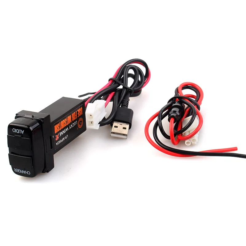Двойной USB Порты и разъёмы автомобиля Зарядное устройство с аудио разъем для Mitsubishi ASX Lancer Outlander Pajero для iPhone X/8/7/6/5 для samsung xiaomi