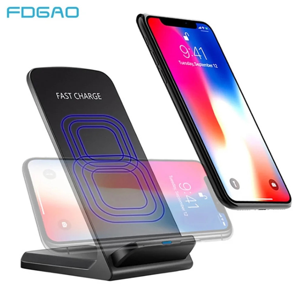 FDGAO быстрая Беспроводная зарядная подставка QI индукционное зарядное устройство для samsung Note8 9 S9 S8 портативное зарядное устройство подставка для iPhone X XS XR 8 Plus
