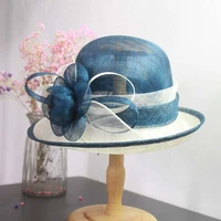 sinamay hat women 1920s gatsby style flower fascinator hat lady party church wedding hats cloche bonnet femme asymmetric fedoras