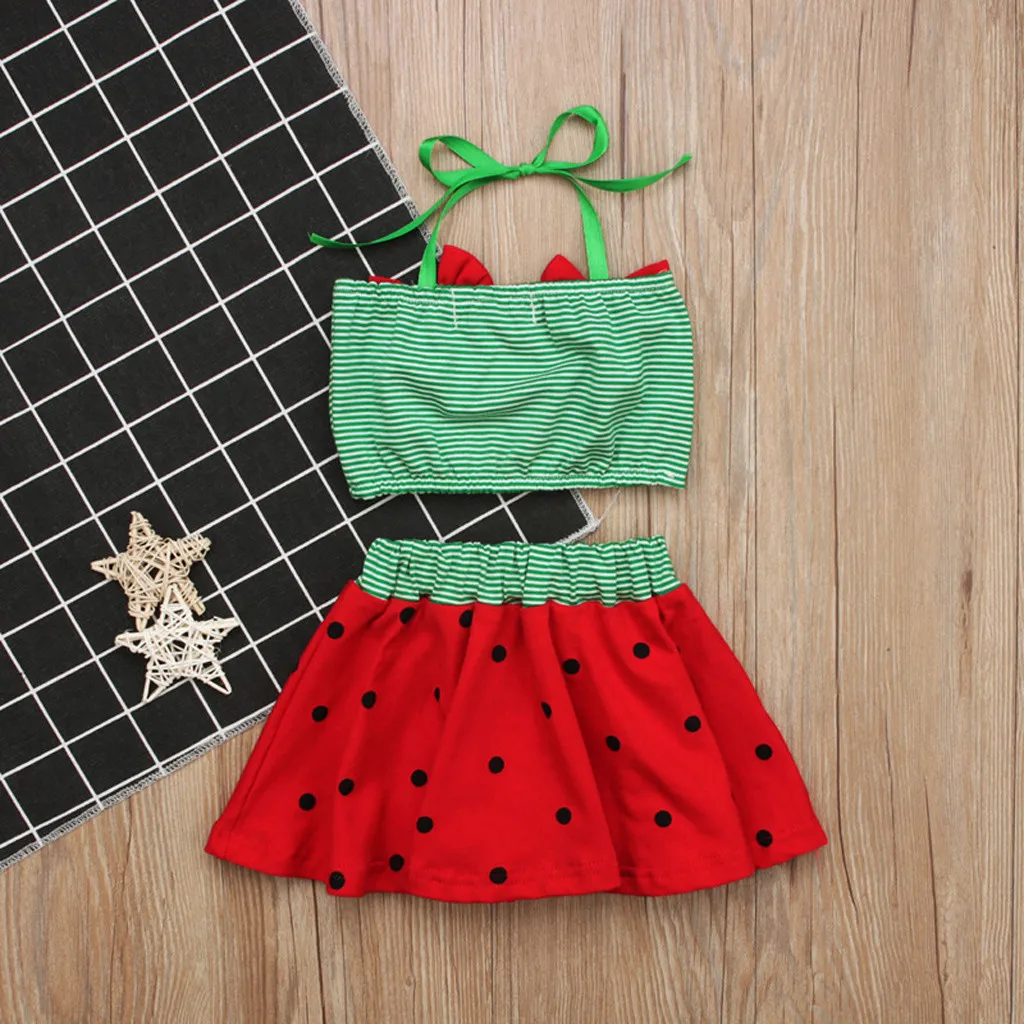Infant Toddlers Baby Kids Striped Straps Bow Polka Dot Printed Swimwear Outfits Bikini 2020 Girl Swimsuit Summer | Спорт и