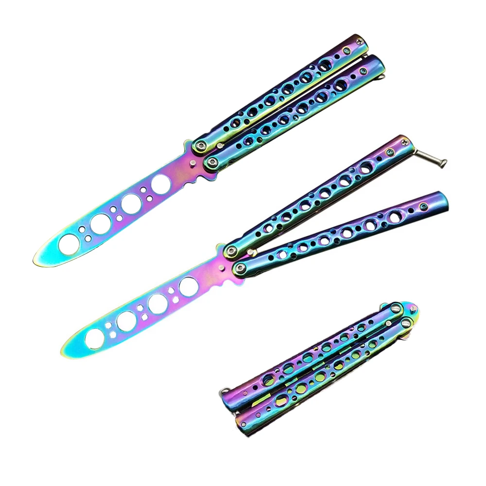 Складной нож бабочка практичный тренировочный карманный с тупым лезвием