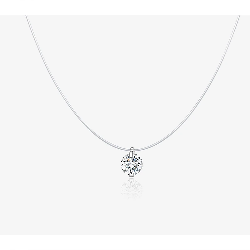 

2020 New Style Transparent Fishing Line Necklace For Women Chic Jewelry Female Rhinestone Choker Necklace Invisible Chain