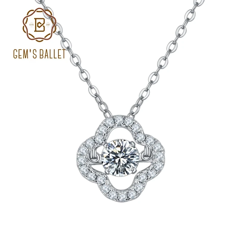 Gem балетки 925 пробы из стерлингового серебра кулон ожерелье 0.5Ct женские Круглый