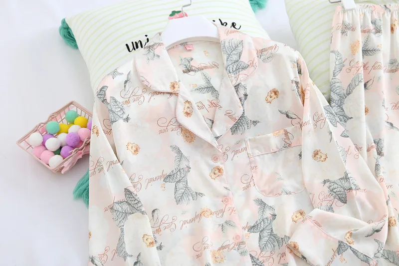 Женская пижама с длинным рукавом и цветочным принтом в стиле Instagram|Комплекты