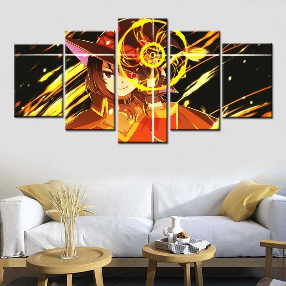 5 шт. холст без рамки Megumin KonoSuba аниме Куадрос HD плакаты настенные художественные