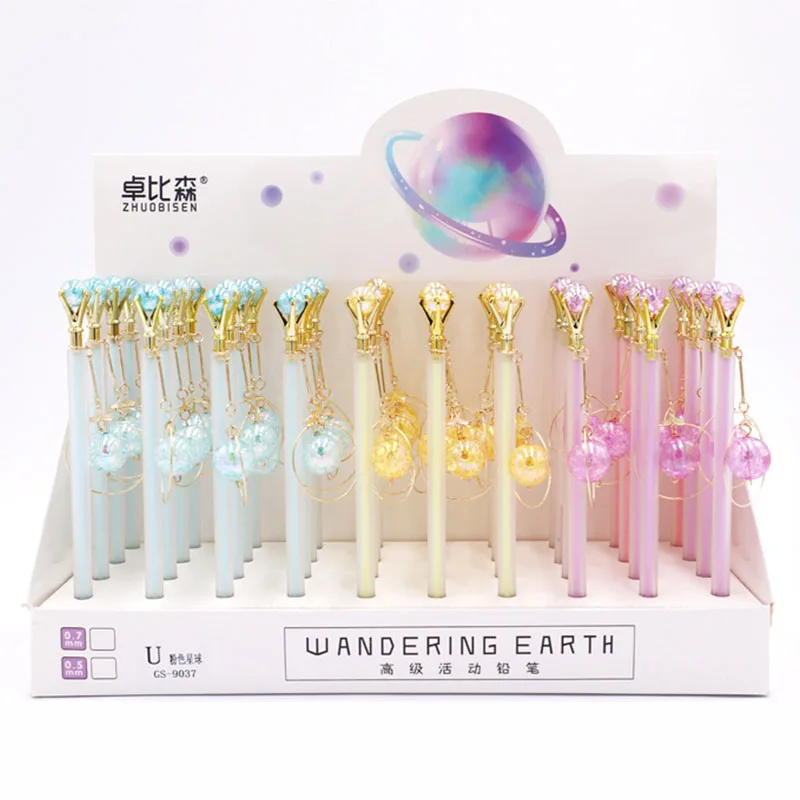 

40 pcs/lot Creative Planet Pendant Mechanical Pencil Cute Student Automatic Pen For Kid School Office Supply Promotional gifts