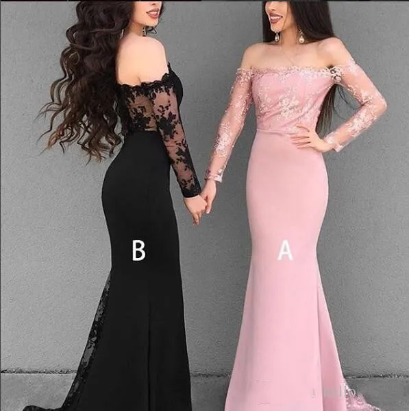 

2020 New Style Long Mermaid Dresses Light Pink Designs Sleeves For Cheap Sexy Evening Prom Dresses vestido de noiva