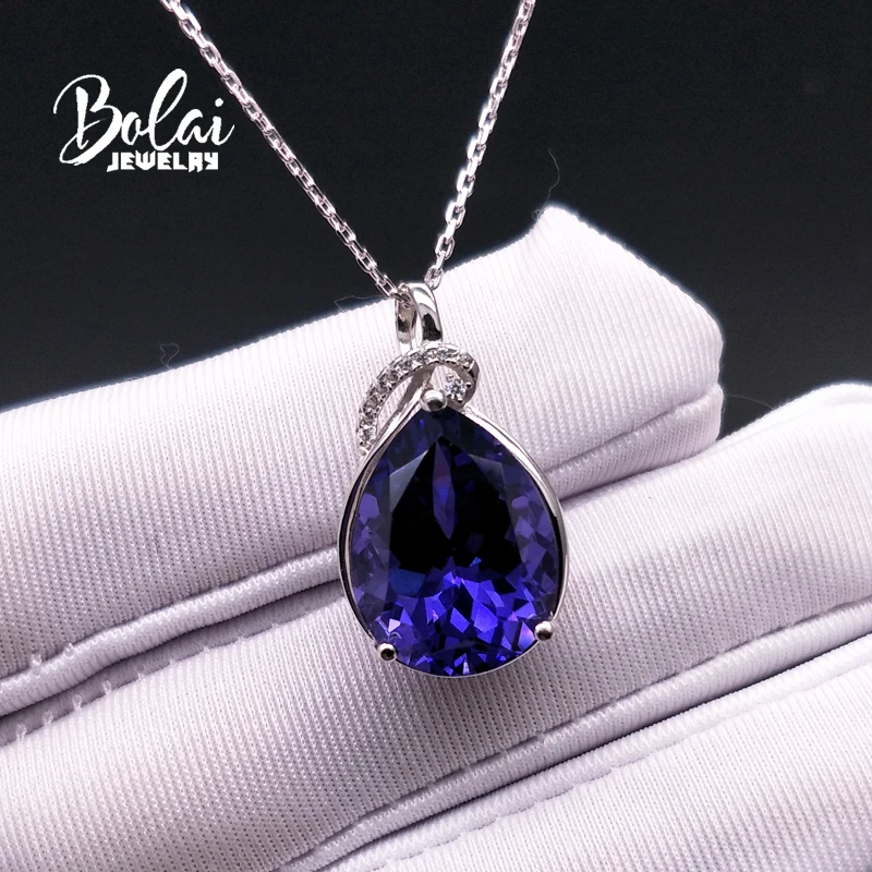 Bolaijewelry, серебряный 925 кулон нано Танзанийская груша 12*16 мм, созданная Капля воды дизайн ювелирных изделий для девочек партии или повседневной одежды