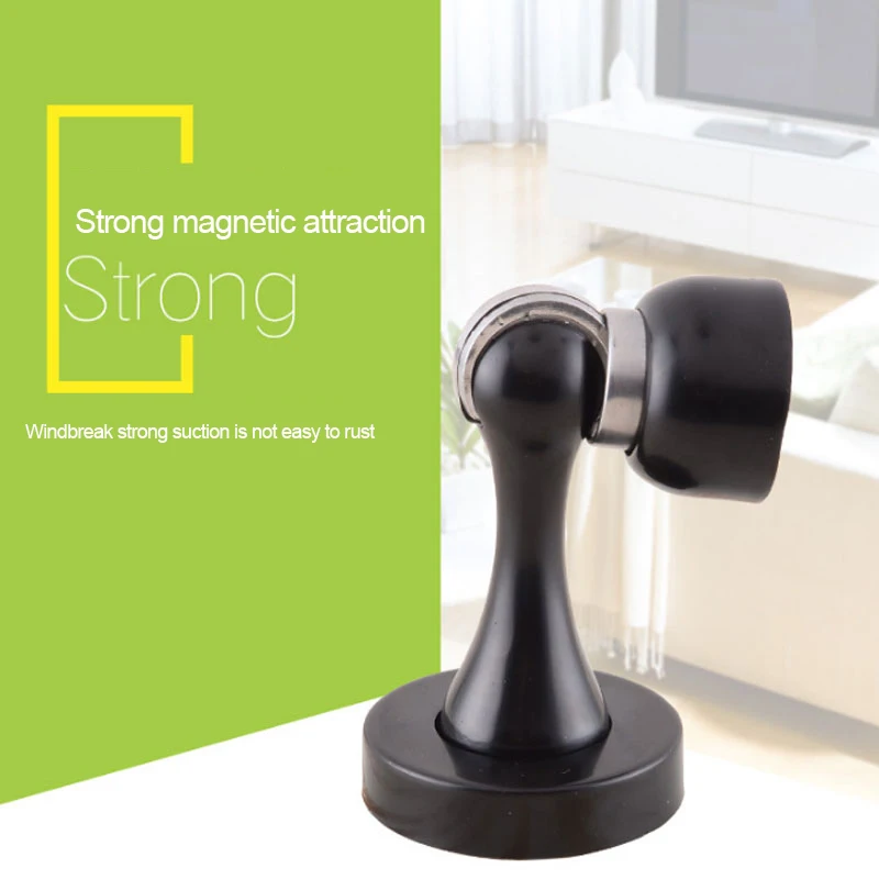 Крытая дверь всасывания спальня пол черная стоп цинковый сплав ограничитель