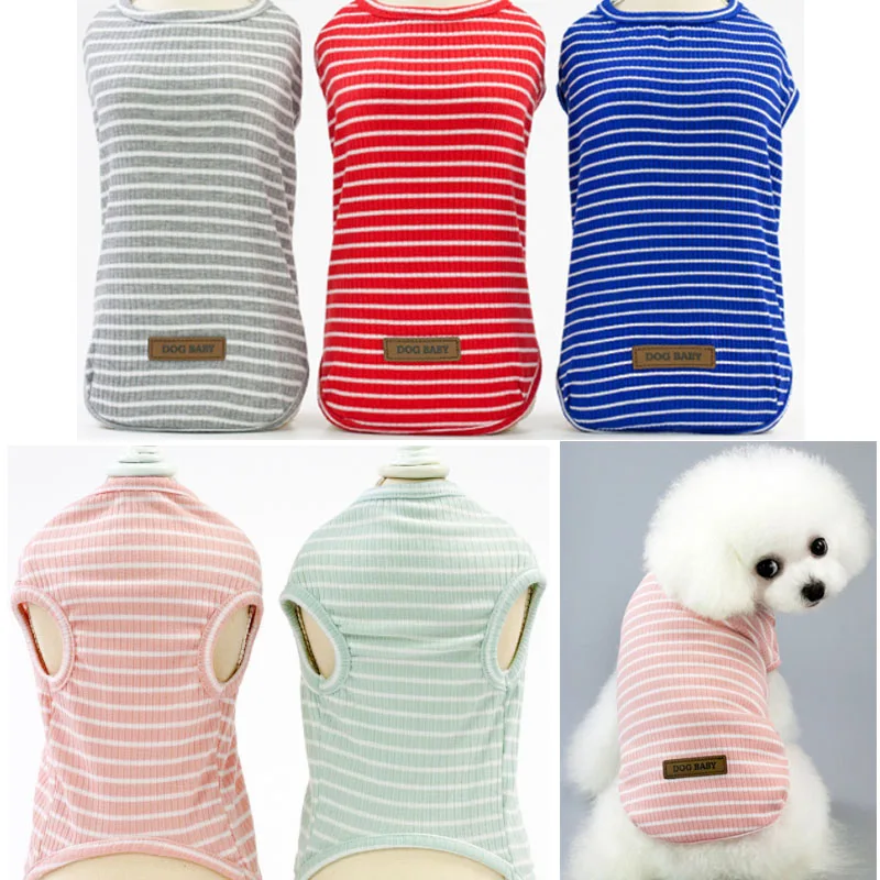 

Spring Thin Cat Dog Jumpsuits Four-legged Striped Dog Clothes For Small Dogs Pet Rompers Onesie For Chihuahua Teddy Dog Supplies