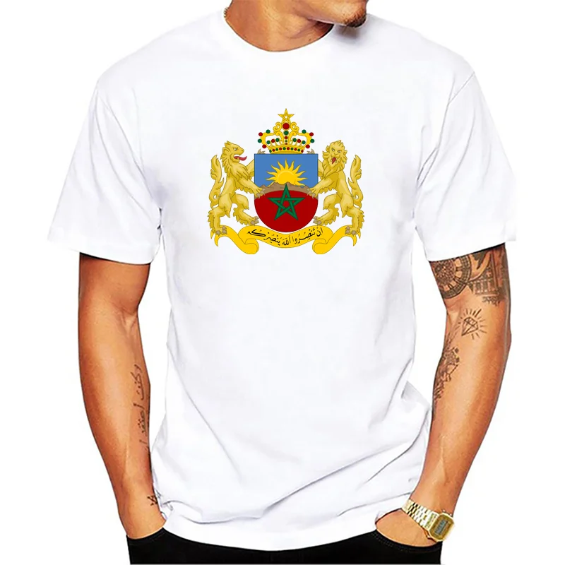 Мужские рубашки,, модные, марокканский герб, рубашка, Национальная Марокканская эмблема, футболка