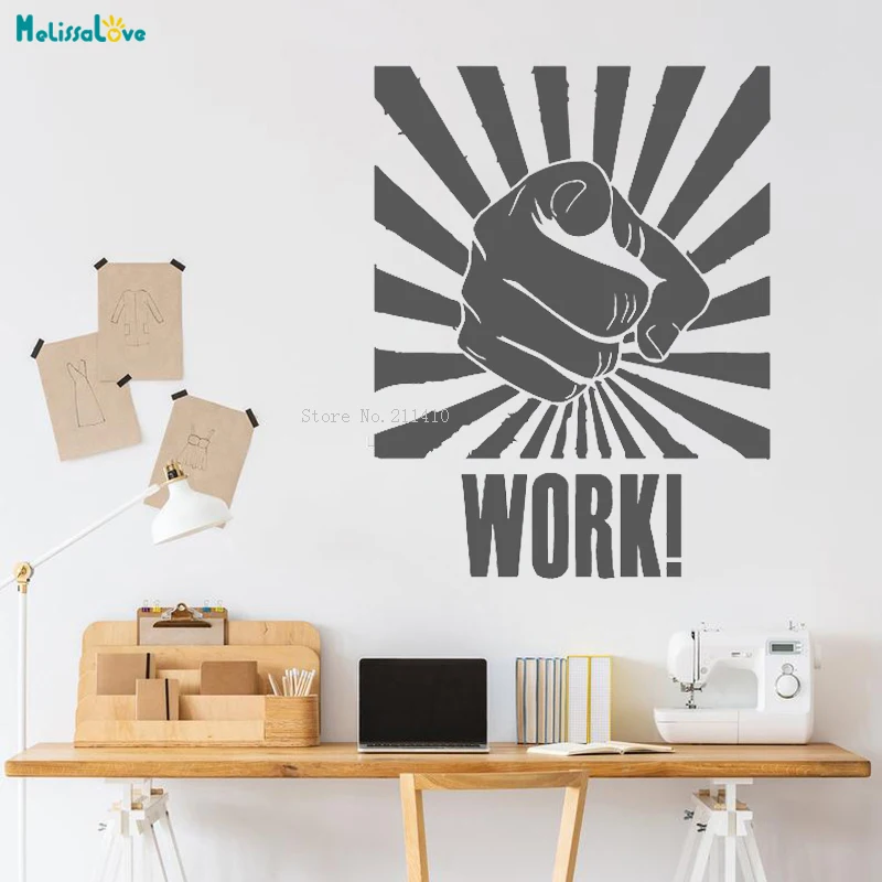 

Quote Wall Decals Motivation Work Hand Pointer Vinyl Sticker Family Bedroom Office Home Decor Art Murals Do It YT2574