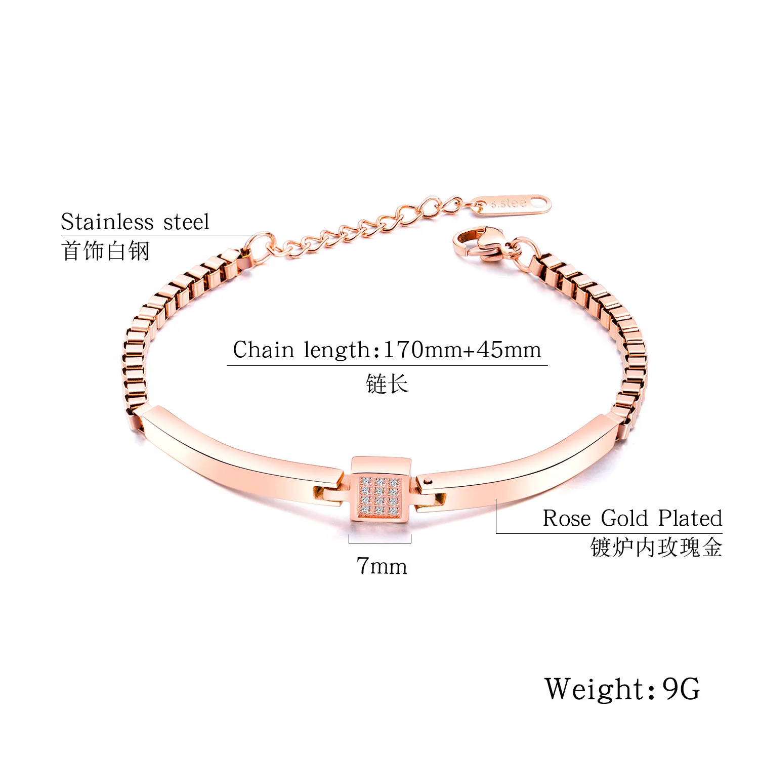 Hemiston Европейский титановая сталь женский браслет с Циркон покрытием из розового