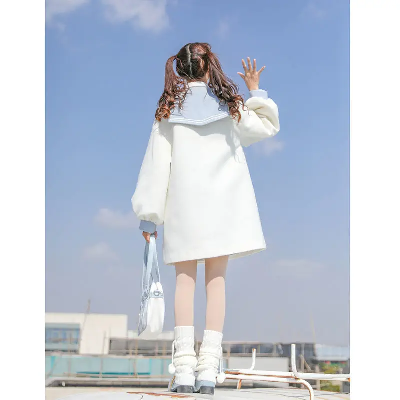 

Kawai Wool Overcoat Women Sweet Warm Trend Coat Female Loose Long Fashion Korean Coat Winter Japanese Style Jackets Women 2020