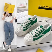 the new 2021 han edition bulk canvas shoes female low help wind restoring ancient ways ins tide leisure thick bottom shoes 85