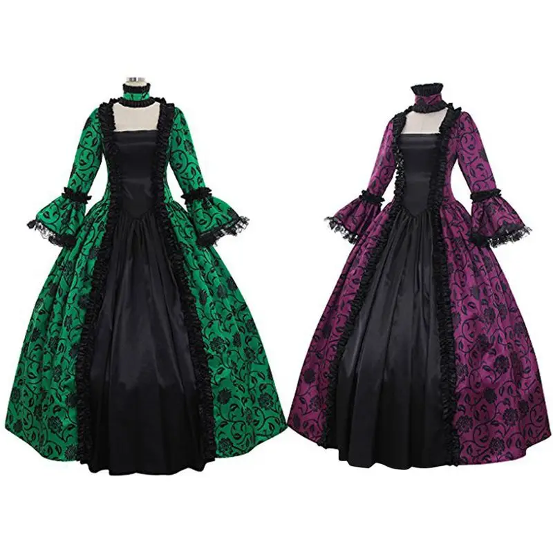 Женское платье макси рококо в викторианском стиле макси-платье с цветочным