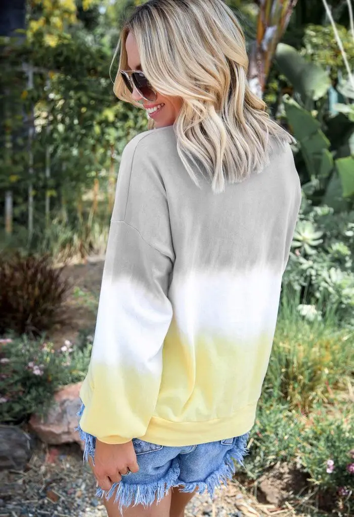 LZEQuella Women Autumn Winter Gradient Color Print Hoodies Sweatshirt Casual O Neck Long Sleeve Pullovers Female Tracksuit Top