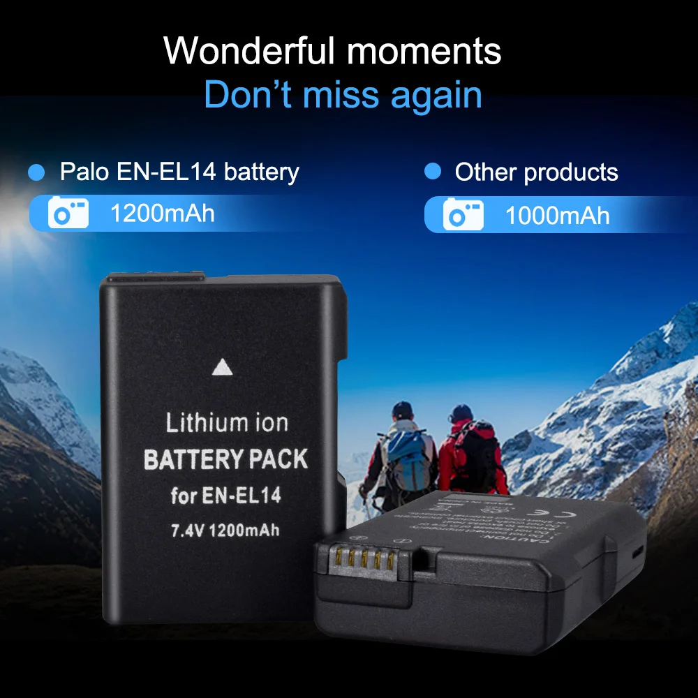 Батарейки EN EL14 EL14a ENEL14 2 шт. + двойное зарядное устройство USB для Nikon|Цифровые