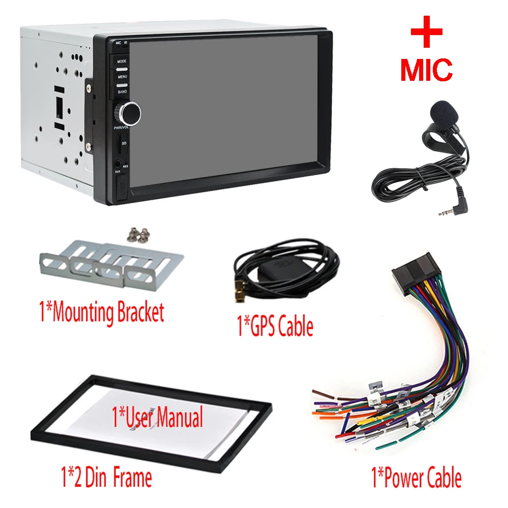 RM-TQ0011-1G--MIC 2Din Android 9,0 автомобильное радио стерео 7 дюймов Универсальный Автомобильный плеер gps навигация Wifi Bluetooth OBD2 USB RDS SWC аудио видео без DVD - Цвет: RM-TQ0011-1G--MIC
