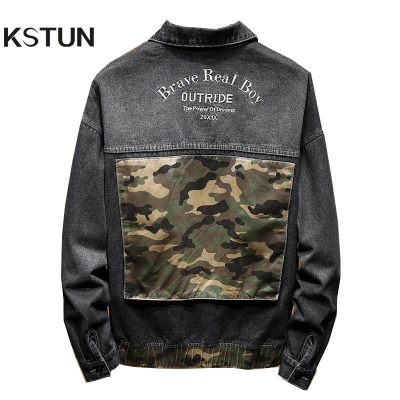 Мужская джинсовая куртка KSTUN камуфляжная с заплатками свободная Повседневная
