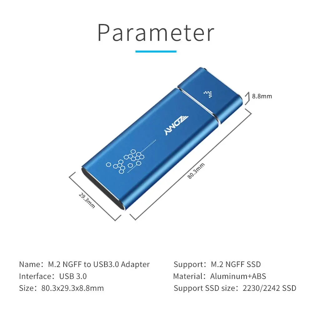Переходник Zomy M.2 SATA NGFF в USB 3 0 чехол для SSD внешнего жесткого диска Твердотельный
