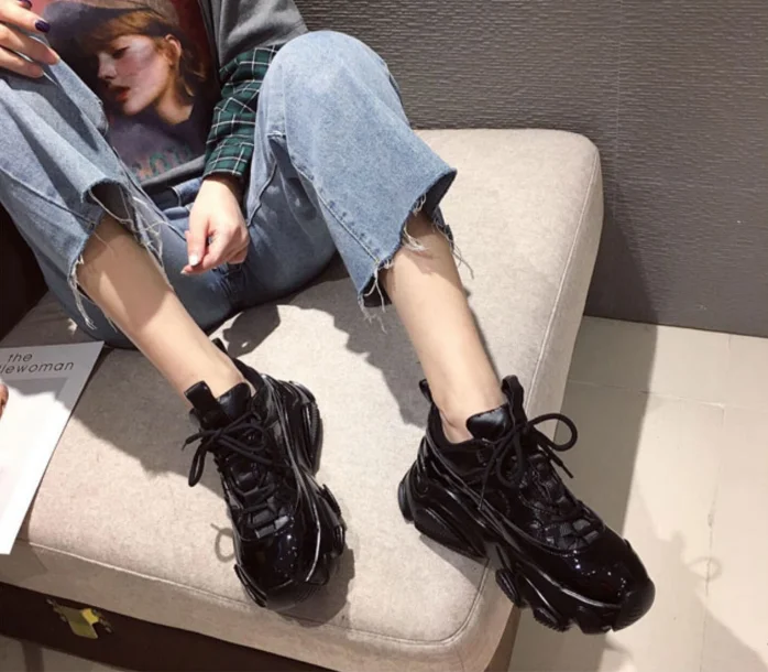 

women shoes femme pantoufles new spring sneakers 2021 all black red super fire han edition platform shoes student sports shoes
