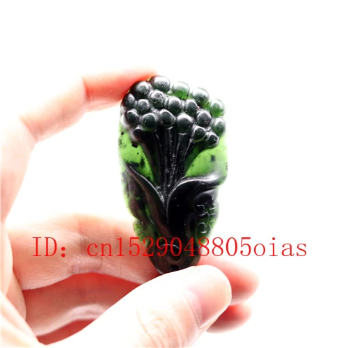 Ожерелье из натурального черного зеленого нефрита обсидиана магнолии подвеска