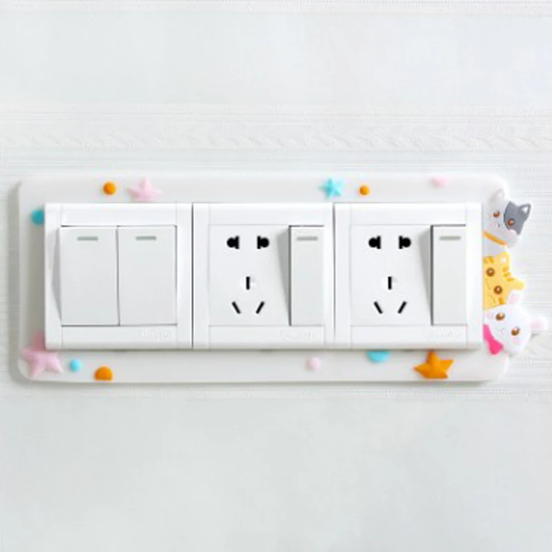 

New Animal Cute Cartoon felt Open Off Silicone Light Multiple Switch Decorative Stickers Whale Room Dustproof Protective Cover
