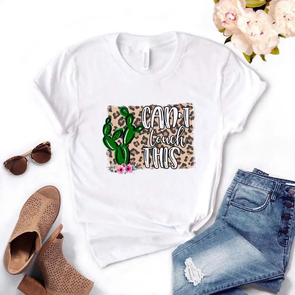 

Cant touch this Cactus Leopard Print Women tshirt Cotton Casual Funny t shirt Gift For Lady Yong Girl Top Tee Drop Ship PM-8