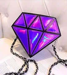 

Smart Storage Bag Factory Direct Sales Diamond Shape Dinner Bag Pu Laser One-Shoulder Crossbody Chain Makeup Small Bag
