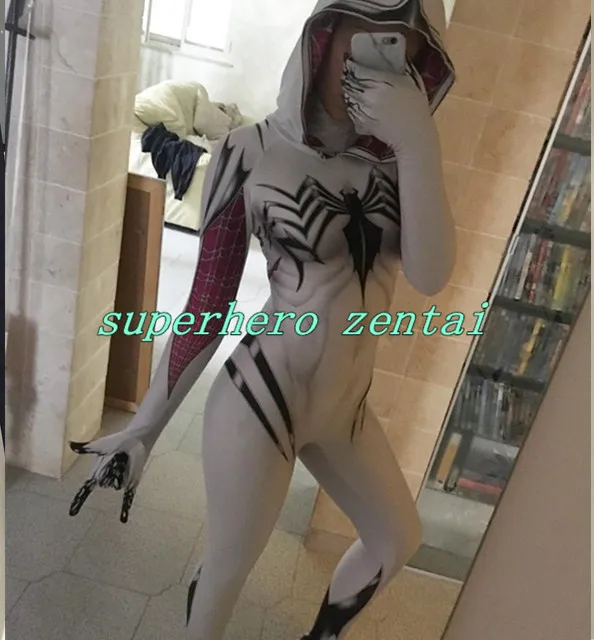 Женский костюм для косплея Gwen Stacy комбинезон с 3D принтом в стиле супергероя Zentai