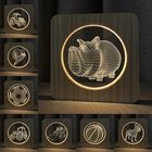 Acecorner 3D светодиодный трактор бульдог свинья животное акриловая деревянная USB Ночная лампа настосветильник лампа резьба лампа для украшения детской комнаты