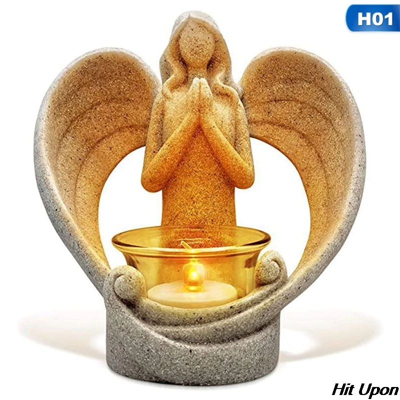 

2021 Candle Holder Angel Figurines Craft Resin Sympathy Gift In Memory Of Loved One Angel Statue Candle Holder Home Decoration