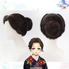 Парик для косплея из высокотемпературного волокна в японском стиле из черных волос с бесплатной шапочкой