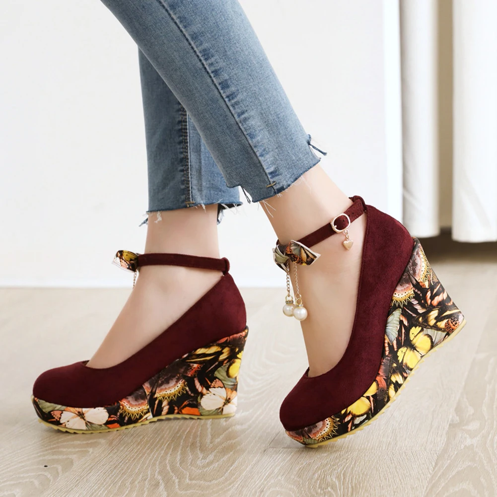 DORATASIA Hot Sale Ladies Spring Print Platform Pumps 2020 Fashion High Pumps Women Party Wedding High Wedges Shoes Woman