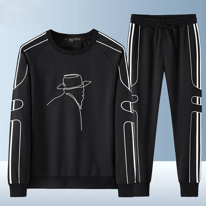 

Fashion Front Spring and Autumn Leisure Suit Men's Korean Fashion Long Sleeve Sportswear Youth Embroidered Turtleneck Suit