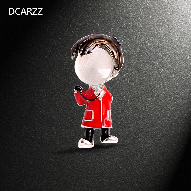 

DCARZZ Cobblestone Cartoon Doctor Brooch Pin Red White Enamel Hospital Medical Brooches Lapel Pin Badge Punk Jewwelry Woman Gift