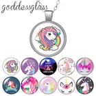 Мечта Единорог прекрасный лошадь лампы круглые стеклянные кабошоны разрисованные изделия из стекла с серебряным покрытиемподвеска с кристаллом ожерелье ювелирные изделия для подарка