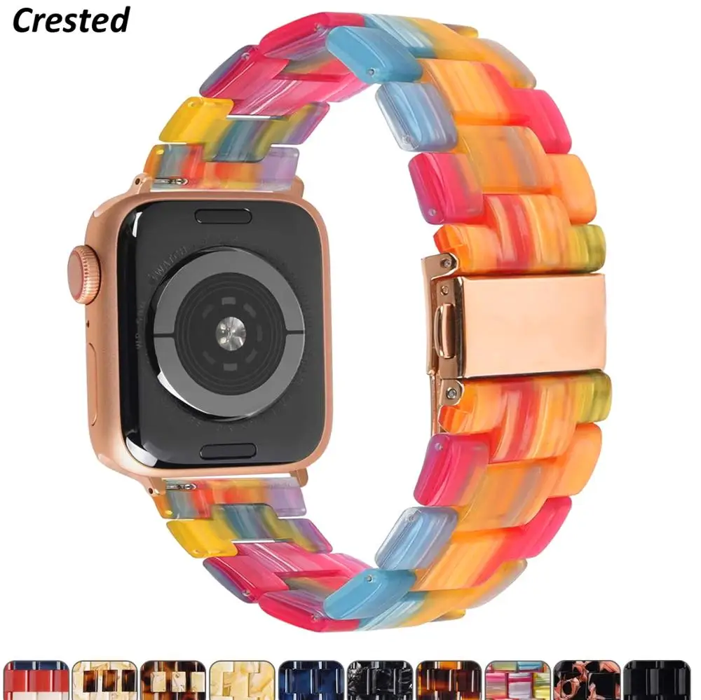 Resin Strap for apple watch band 44mm 42mm iwatch band 38mm 40mm Accessoreis watchband bracelet applewatch series 6 SE 5 4 3 2 1