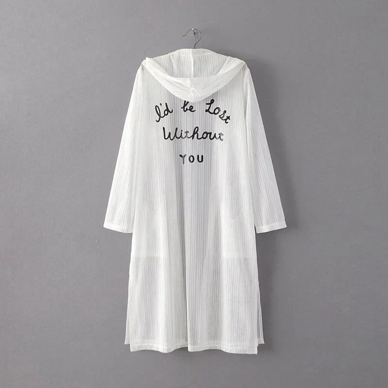 Женский Тренч с блестками Тонкий пляжный капюшоном | Женская одежда