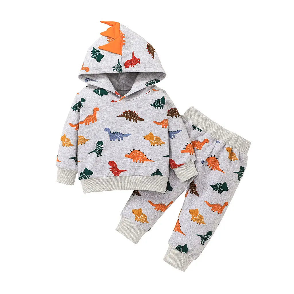 

Toddler Baby Boys Clothes Dinosaur Hooded Sweatshirt +Pants Winter Kids Outfit Tracksuit Child Boy Clothing Set 30