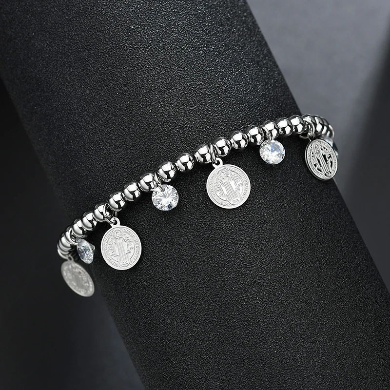 Женский браслет из нержавеющей стали с шармами и кристаллами|Цепочки браслеты| |