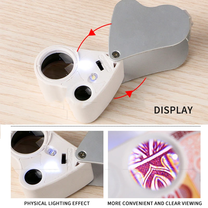 Складная лупа для ювелирных изделий портативное увеличительное стекло