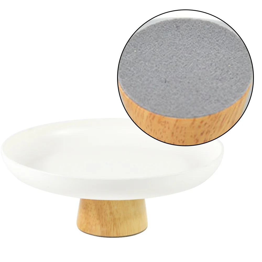 

Plastic Storage Trays Organizer Accessories with Solid Wood Base Decoration