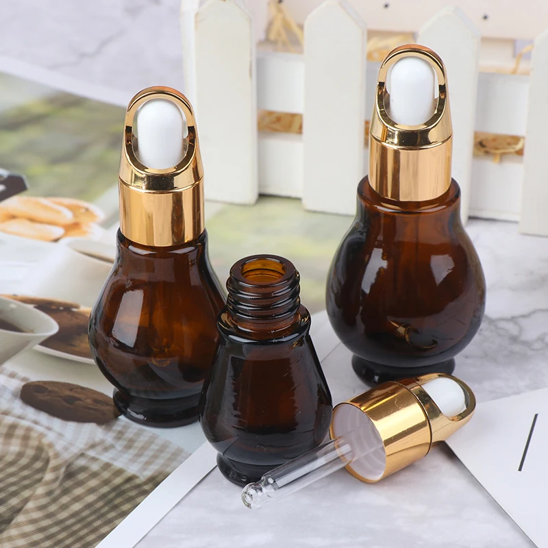 10/20/30ml Essential Oil Perfume Bottles Amber Glass Dropper Bottle Empty Container Travel Refillable Bottle New