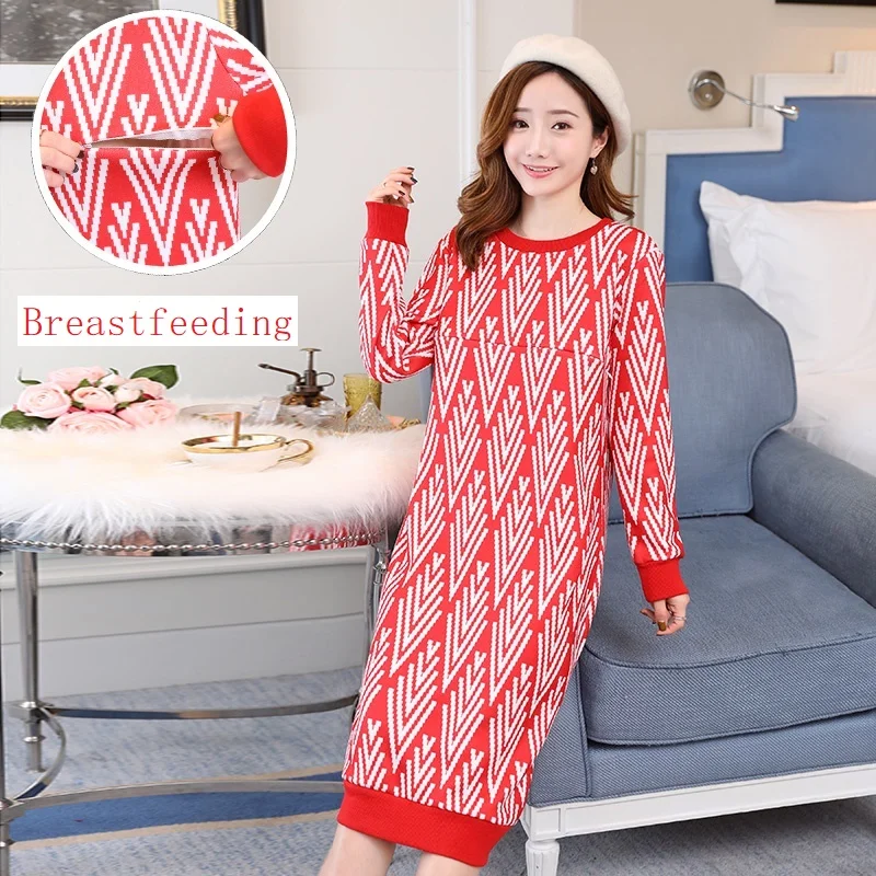 2019 более Функция платья для беременных Пижама халат кормящих женщин грудного