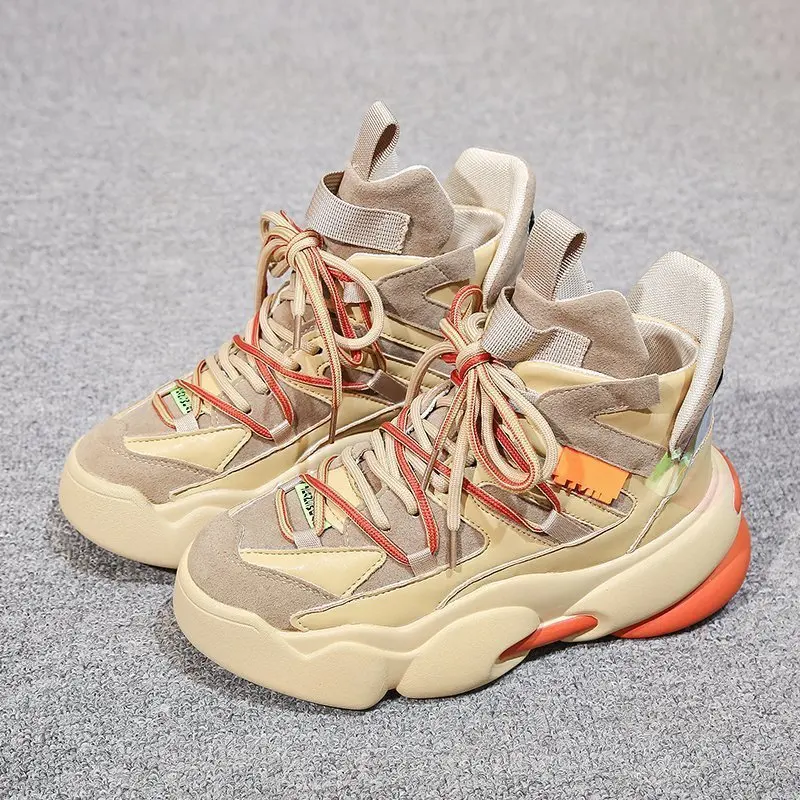 

ADBOOV New Fashion Street Casual Shoes Woman High Top Chunky Sneakers Trainers Women