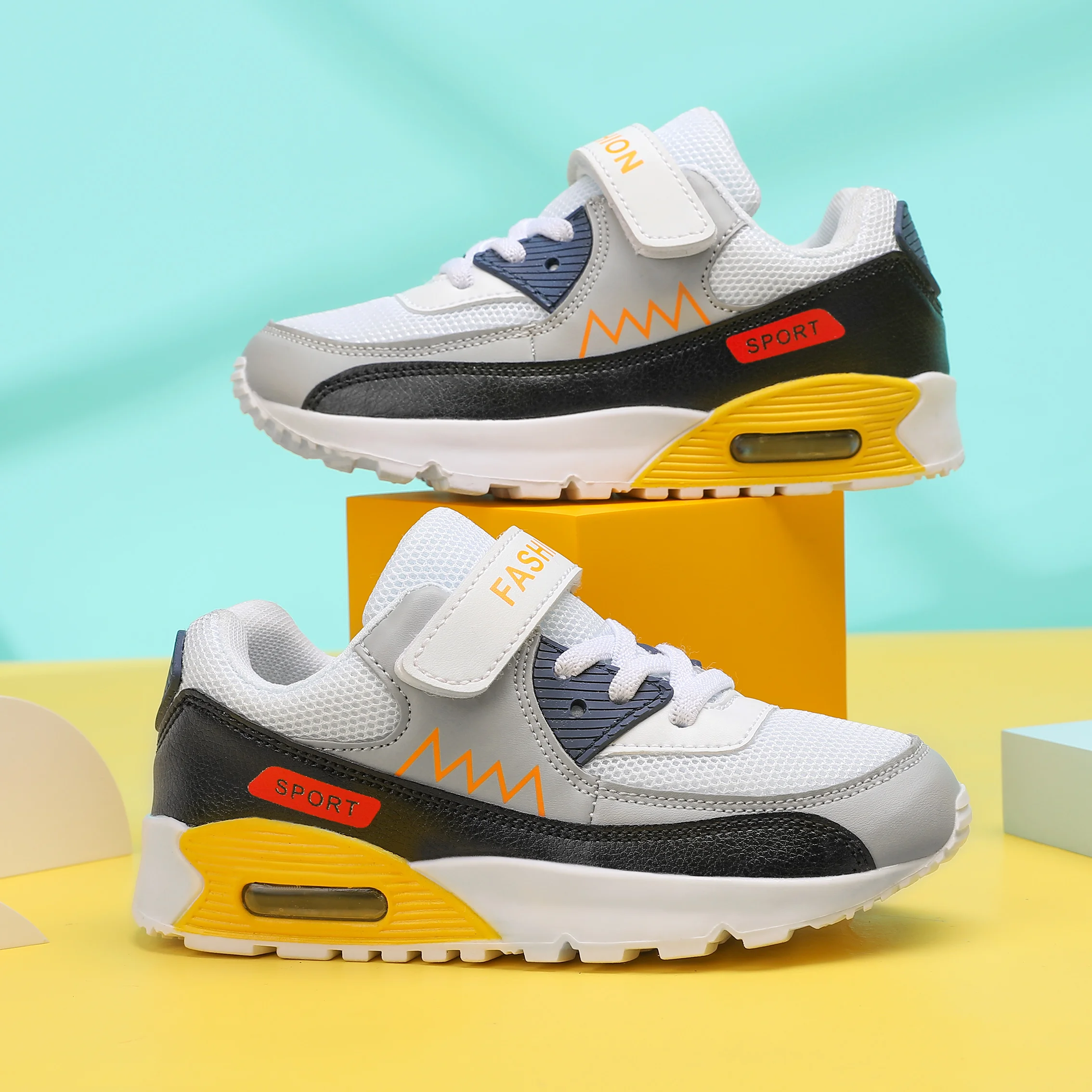 Кроссовки Детские всесезонные сетчатые на липучке для бега европейские размеры