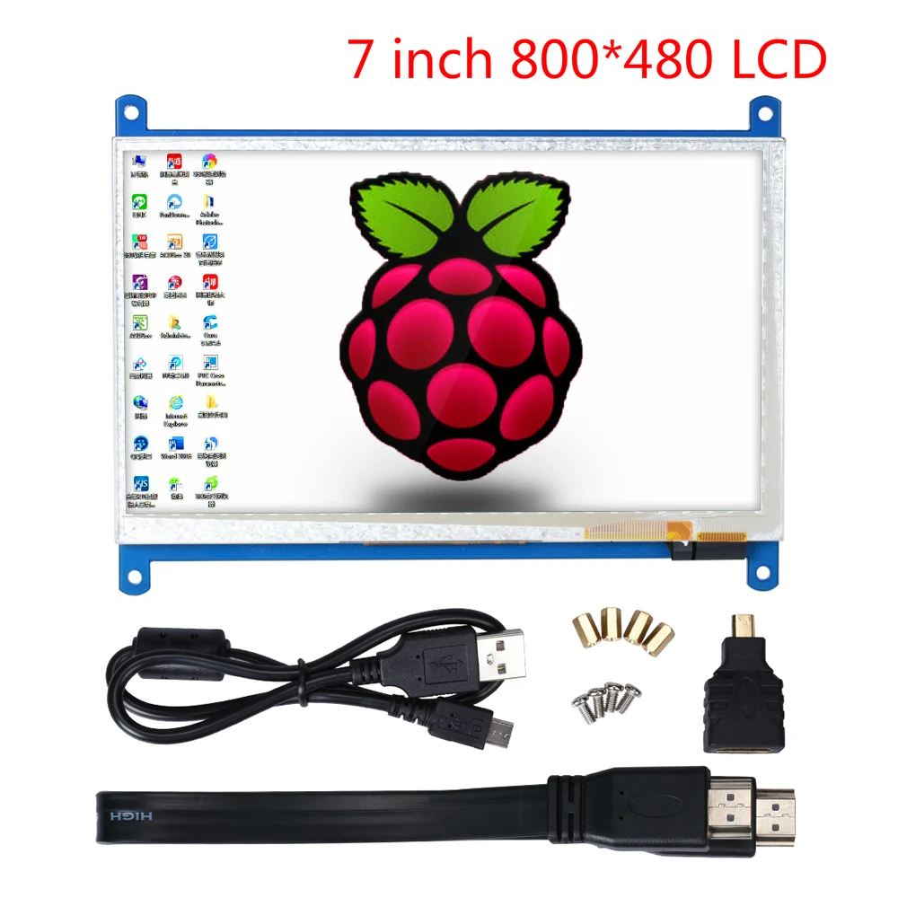 7 дюймовый сенсорный ЖК экран 800*480 HDMI TFT &quotЖК модуль для Raspberry Pi 3 B +/4B|Аксессуары