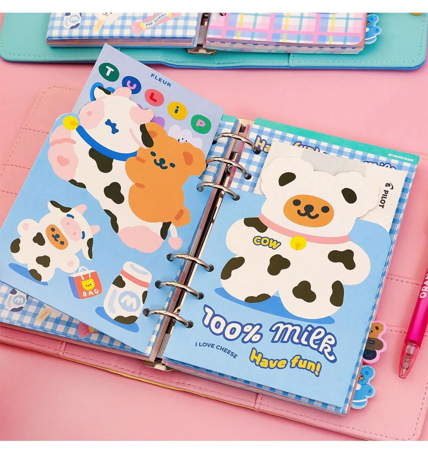 

Cute 60Pcs Pendant Diary Book Bear Rabbit Spuer Cute Notebook Travel Planner Notepad Cover Journal High Quality Purse 2021